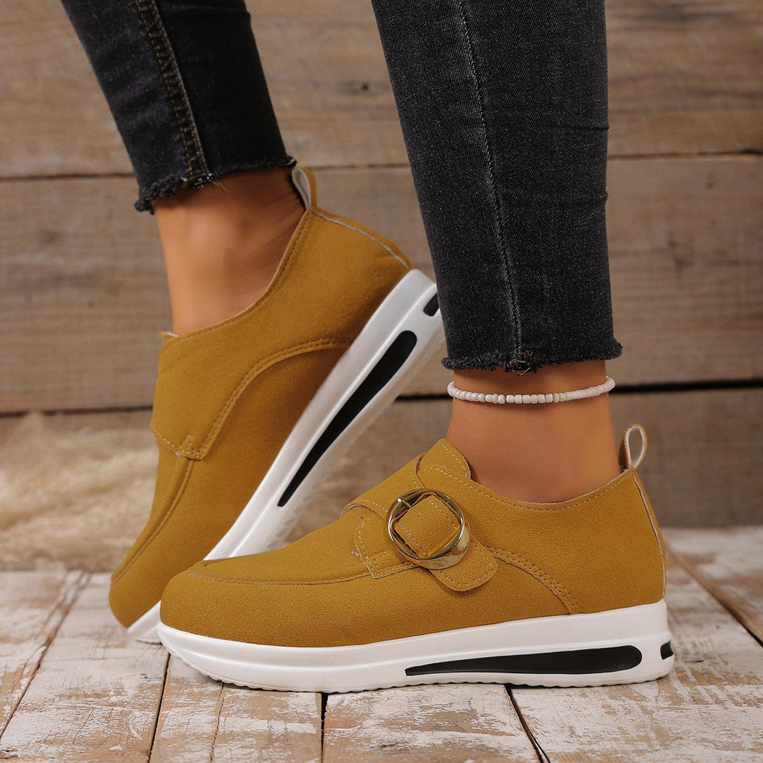 Damen Sneaker mit modischem Schnallenverschluss und bequemer Sohle Drune