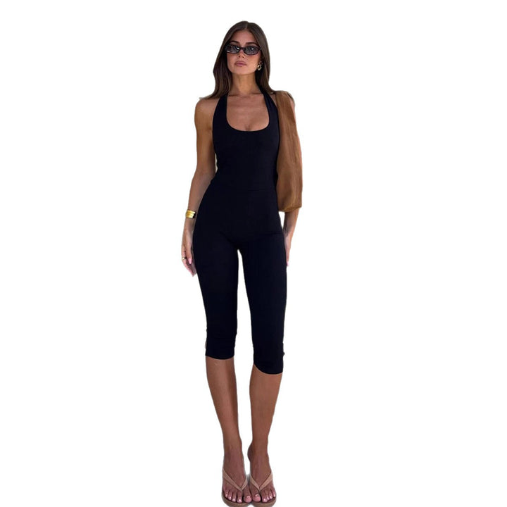 Damen Langärmliger Jumpsuit mit tiefem Ausschnitt und figurbetontem Design Drune