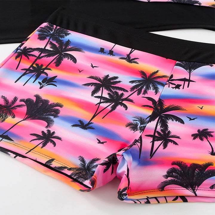 Damen Sportliches Bade-Set mit modischen Cut-Out und tropischem Motiv Drune