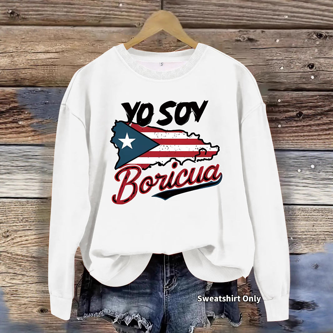 Damen Sweatshirt mit kreativem Puerto Rico Design und lässigem Schnitt Drune