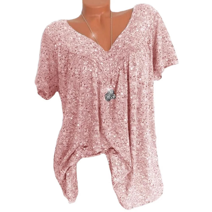 Damen lässige Bluse mit floralen Motiven und luftigen Ärmeln Drune
