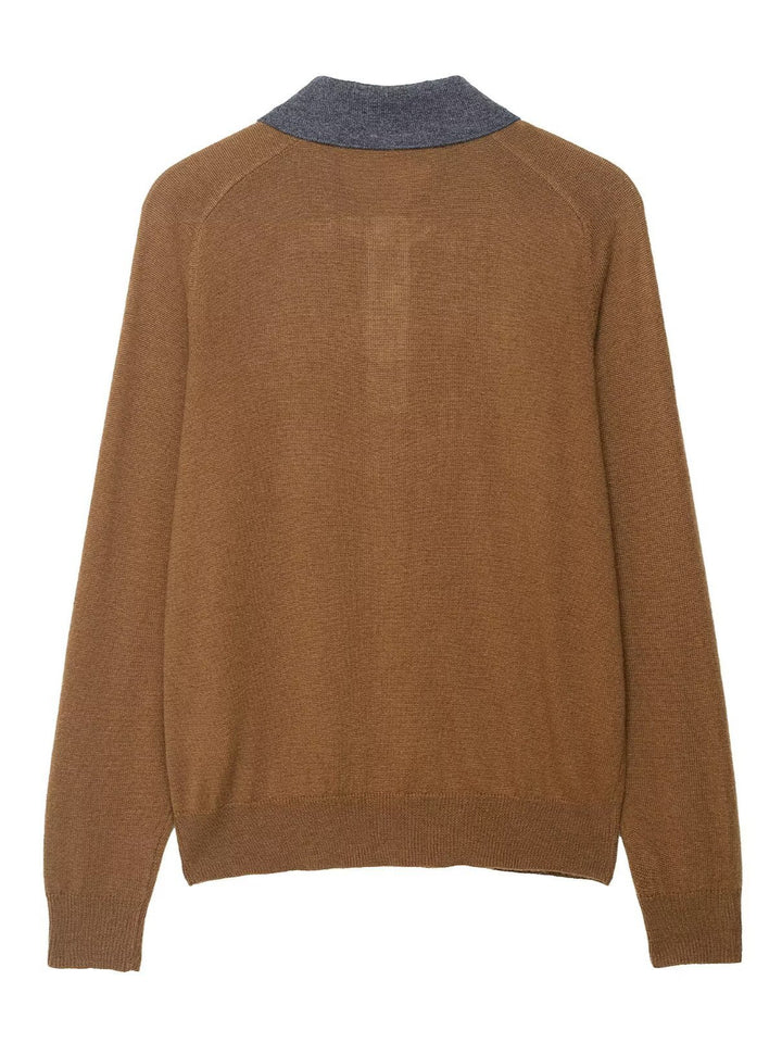 Damen eleganter Pullover mit Rautenmuster und Kragen Drune
