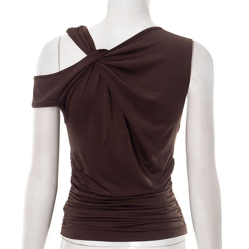 Damen elegantes Oberteil mit asymmetrischem Schnitt und raffiniertem Drapierungsdetail Drune