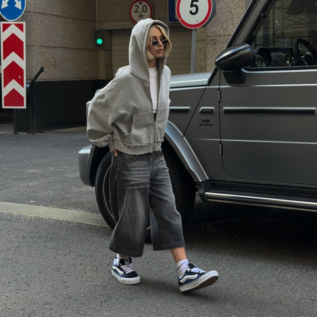 Damen lässige Oversized-Hemdjacke mit modischen Ziernähten und praktischen Taschen Drune