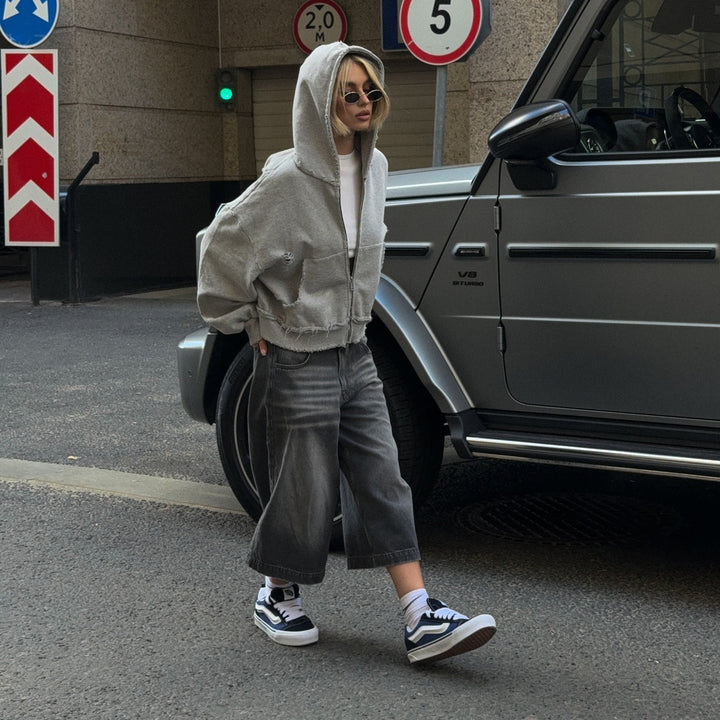 Damen lässige Oversized-Hemdjacke mit modischen Ziernähten und praktischen Taschen Drune