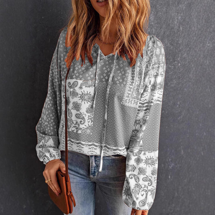 Damen Kapuzenoberteil mit paisley-muster und Kordelzug Drune