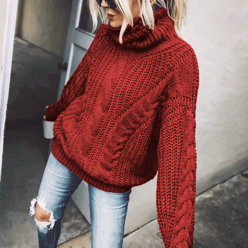 Damen Strickpullover mit hohem Kragen Drune