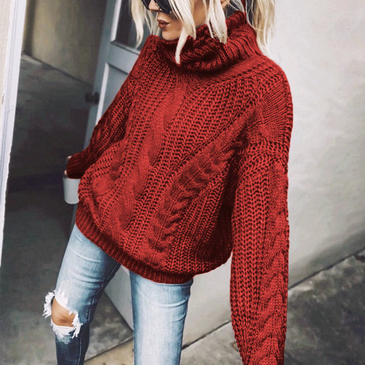 Damen Strickpullover mit hohem Kragen Drune