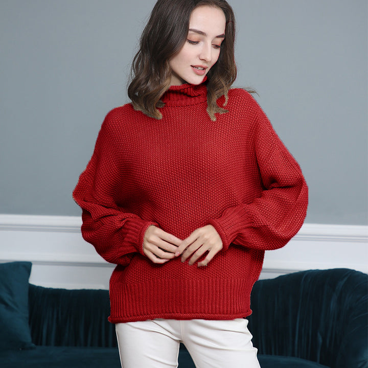 Damen Grobstrickpullover mit Rollkragen und luftiger Schnittgestaltung Drune