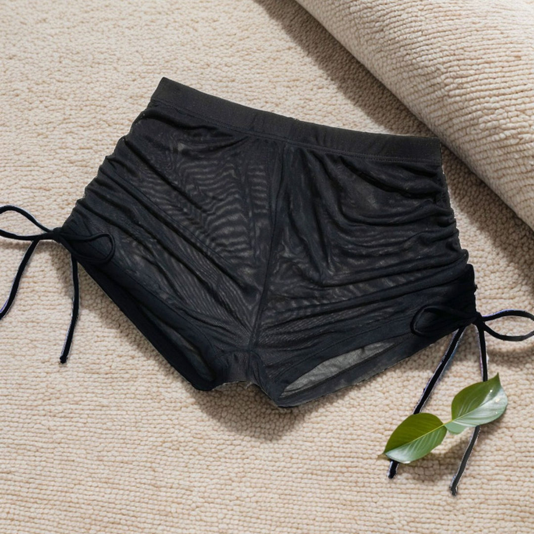 Damen Sportliche Raffungshorts aus transparentem Material Drune