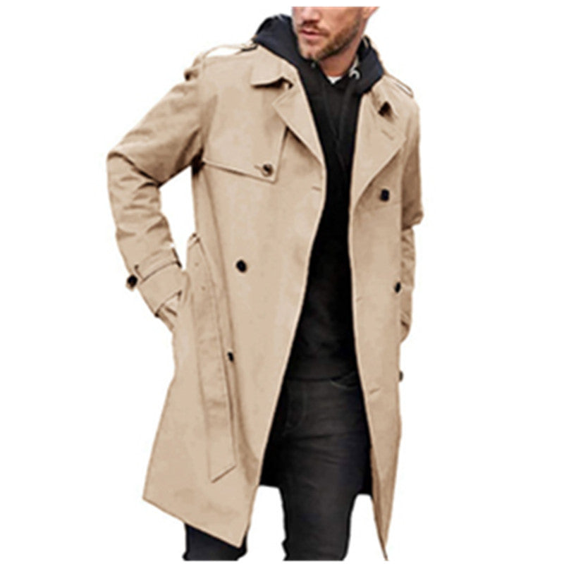 Herren modischer Trenchcoat mit praktischen Seitentaschen und abnehmbarem Innenfutter Drune