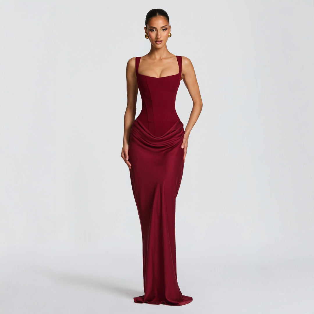 Damen Elegantes Maxikleid mit raffiniertem Drapierungseffekt Drune