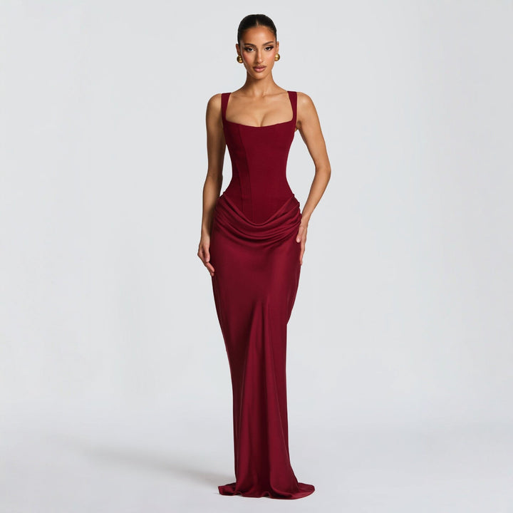 Damen Elegantes Maxikleid mit raffiniertem Drapierungseffekt Drune