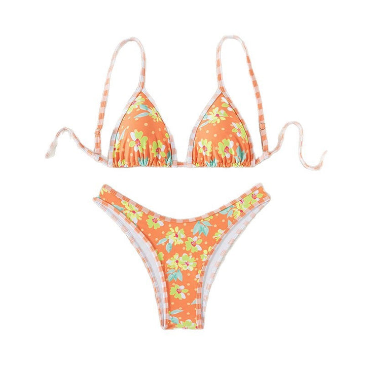 Damen Triangel-Bikini mit floralem Muster und verstellbaren Trägern Drune