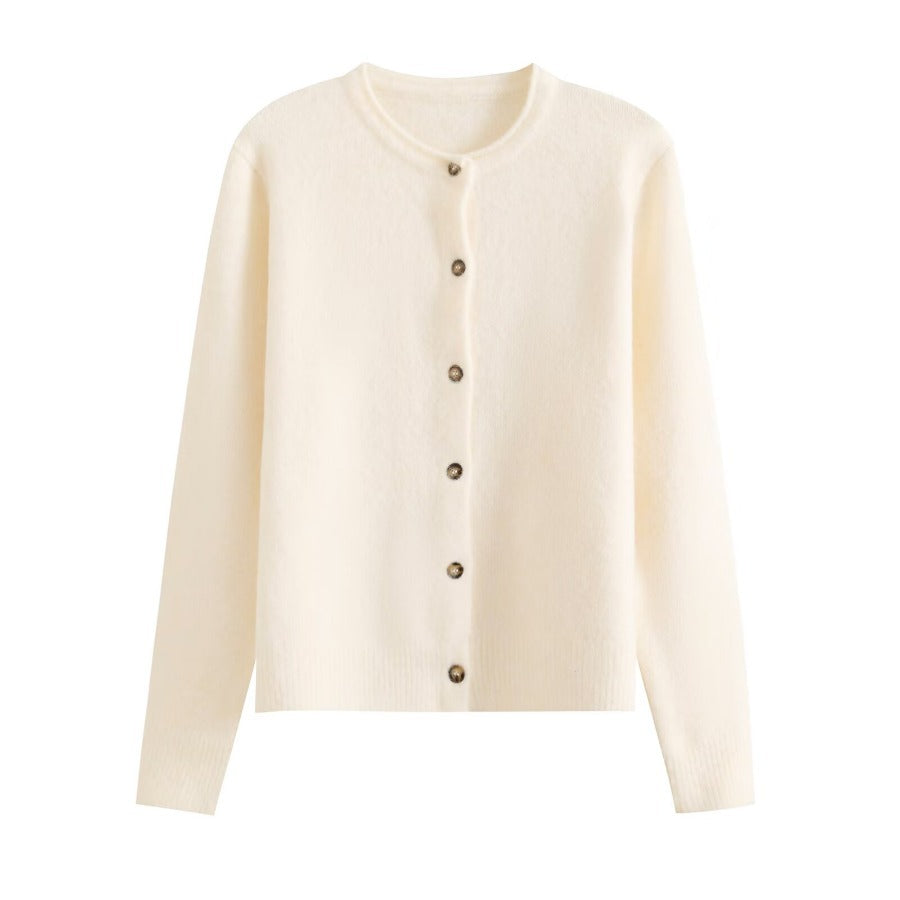 Damen kuschelige Strickjacke mit Knopfdetails Drune