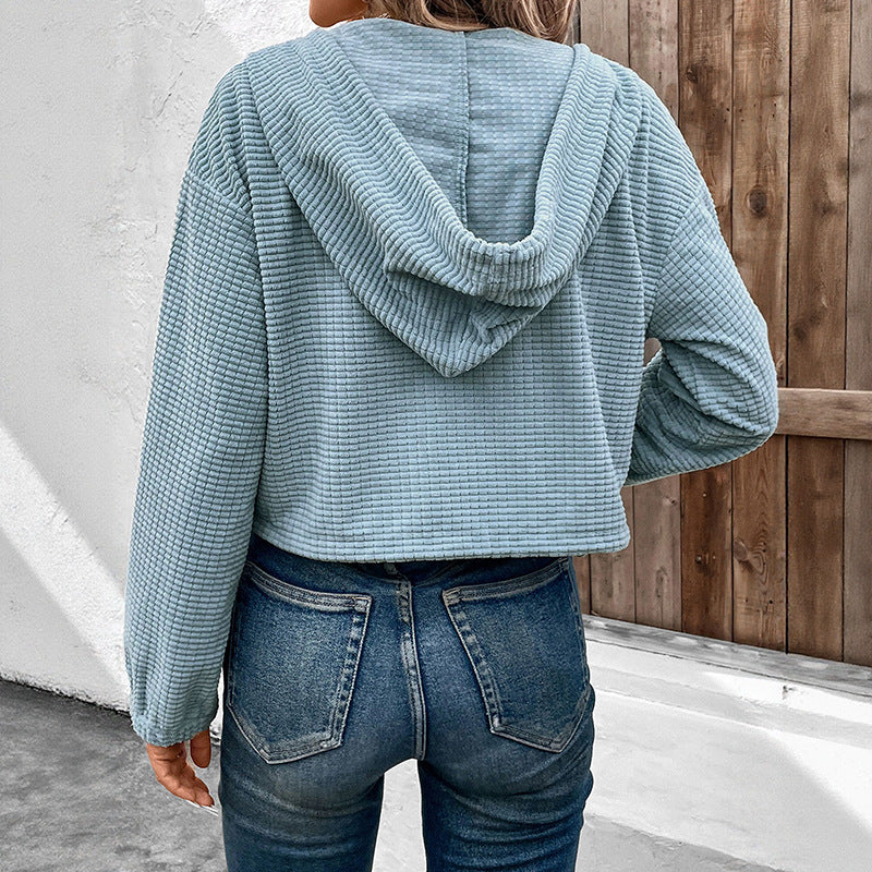 Damen cropped Kapuzenjacke im strukturierten Design Drune