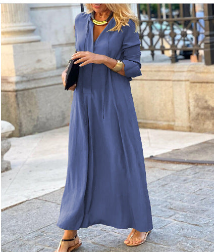Damen Luftiges Maxikleid mit eleganter Knopfdetail Drune