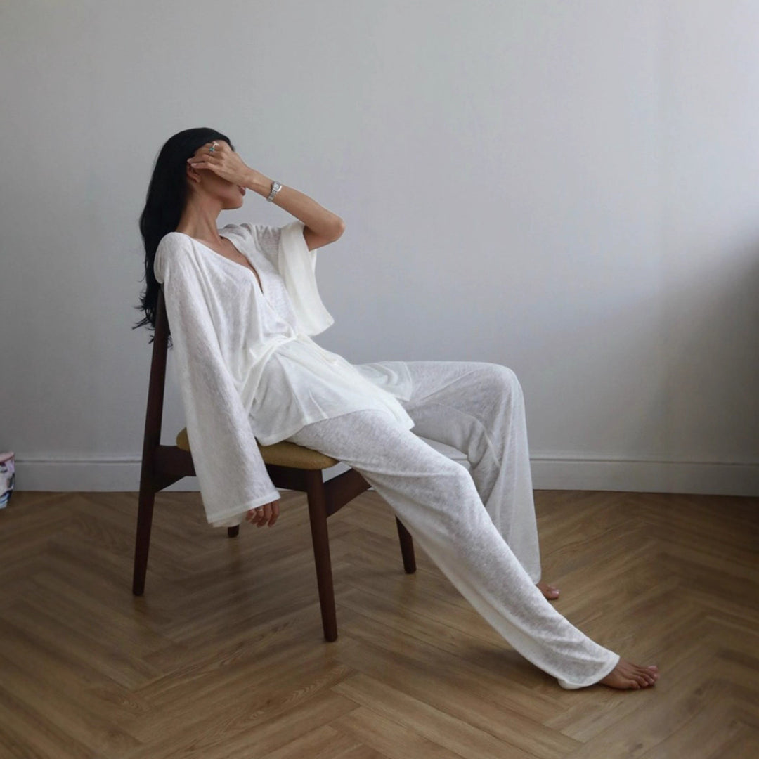 Damen Elegantes Lounge-Set mit weit geschnittenem Oberteil und bequemen Hosen Drune