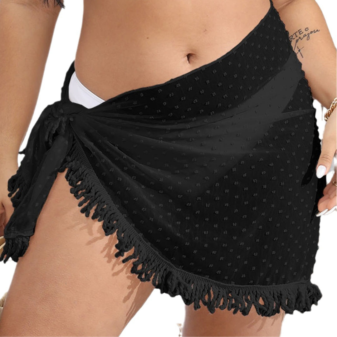 Damen luftiger Strandsarong mit fransigem Saum Drune
