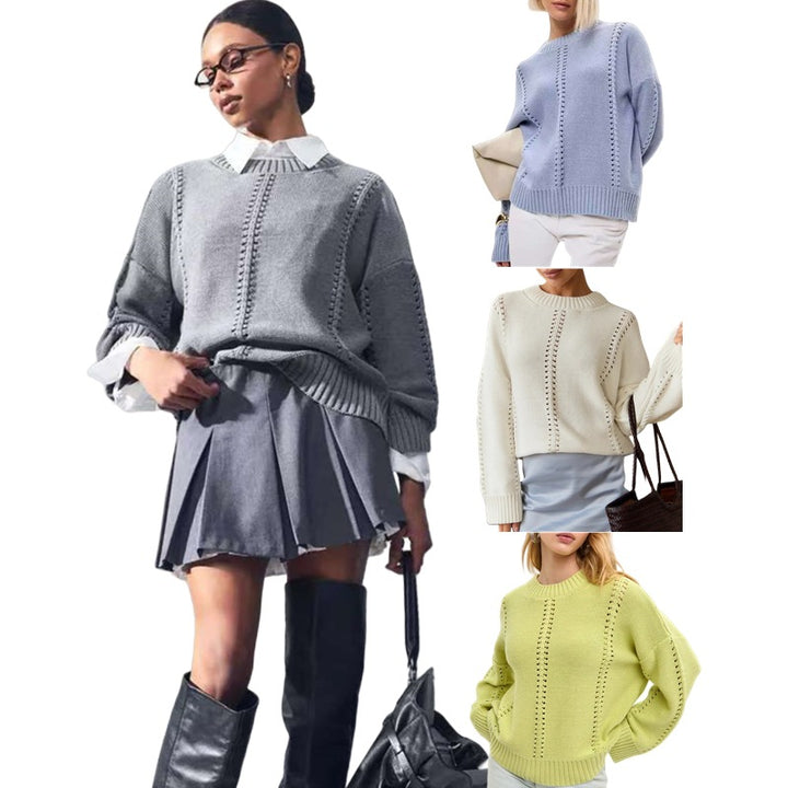 Damen Grobstrickpullover mit strukturiertem Design und weitem Schnitt Drune