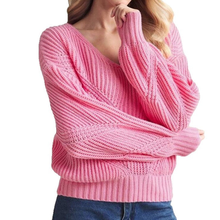 Damen Strickpullover mit V-Ausschnitt und strukturiertem Design Drune