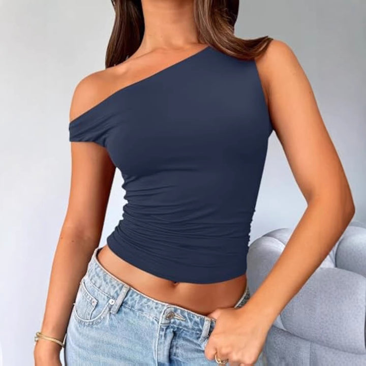 Damen asymmetrisches Oberteil mit Raffung Drune