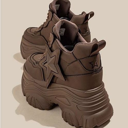 Damen Sportliche Plateau-Sneaker mit markantem Sternapplikation Drune