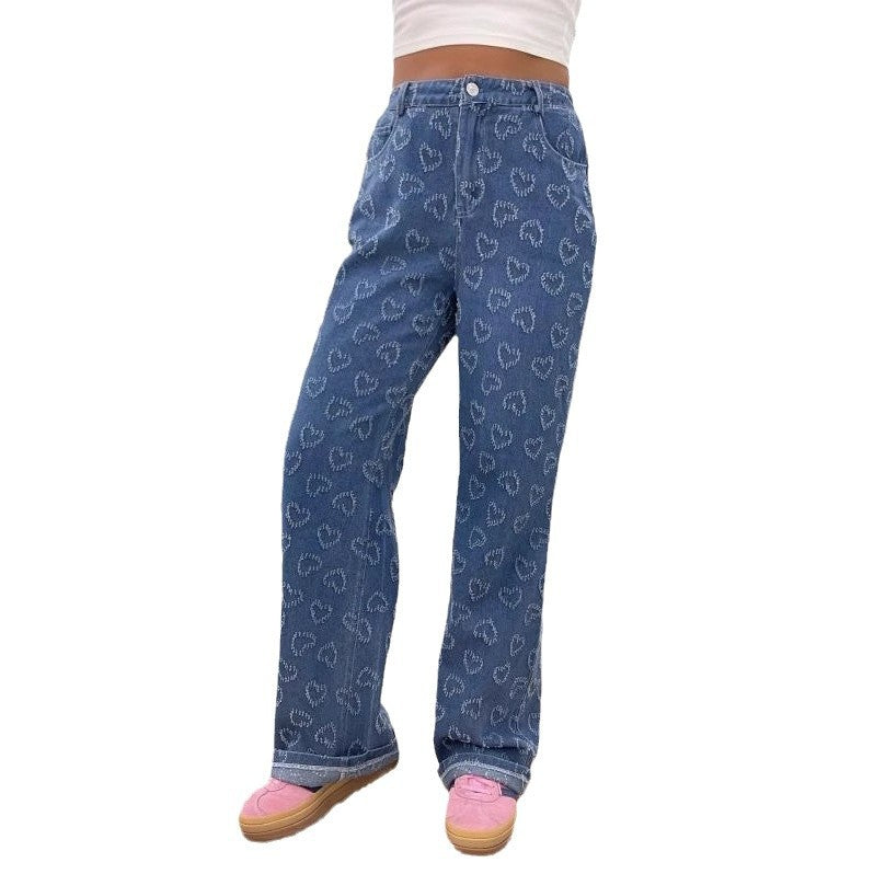 Damen Jeanshose mit floralem Musterdruck Drune