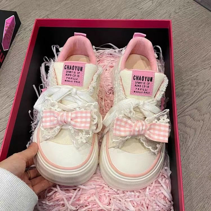 Damen Sneaker mit verspielten Schleifen-Details und rutschfester Sohle Drune