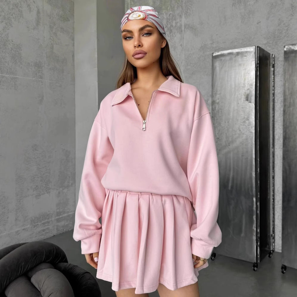 Damen modischer Sweatshirt mit Reißverschluss Drune