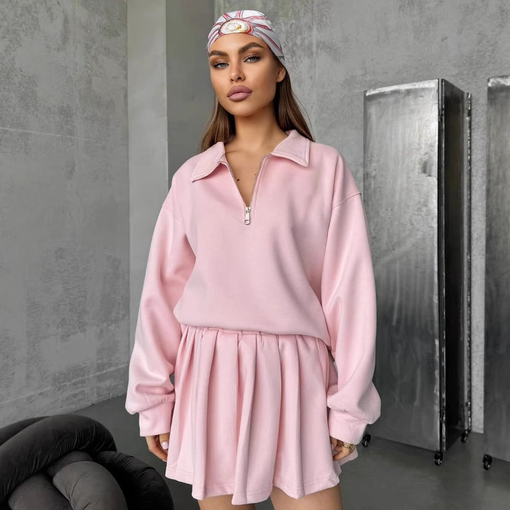 Damen modischer Sweatshirt mit Reißverschluss Drune