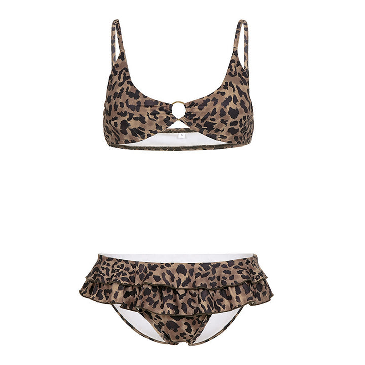 Damen Bikini-Set mit Rüschendetails und Leopardenmuster Drune