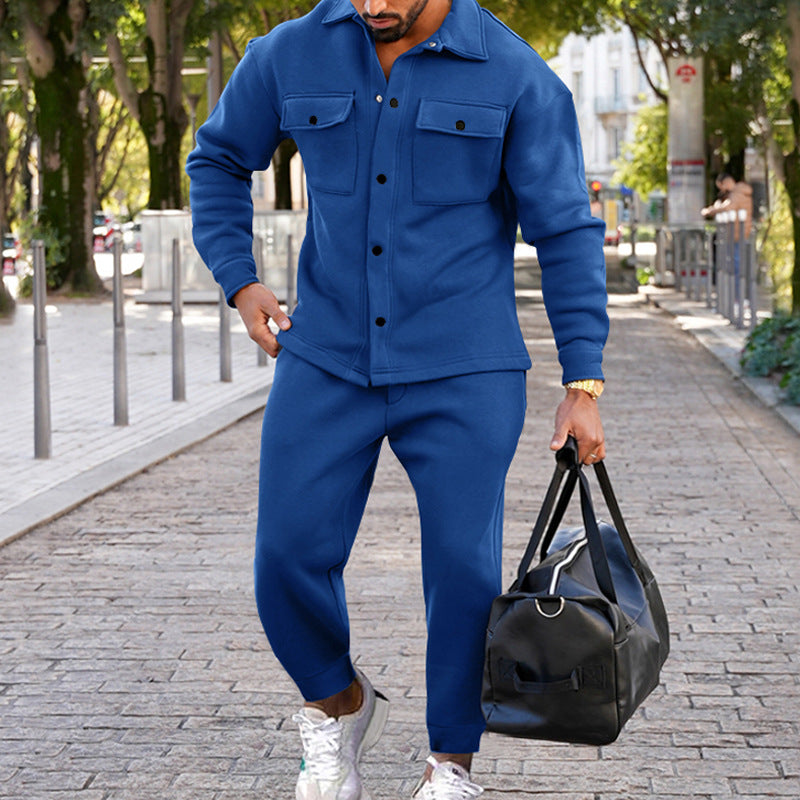 Herren Freizeit Set mit strukturiertem Oberteil und passenden Jogginghosen Drune
