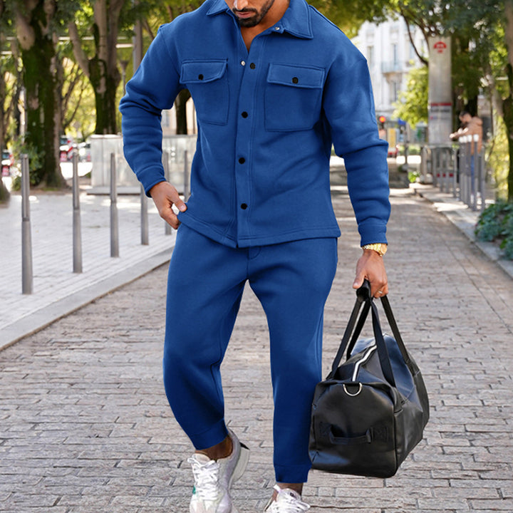 Herren Freizeit Set mit strukturiertem Oberteil und passenden Jogginghosen Drune