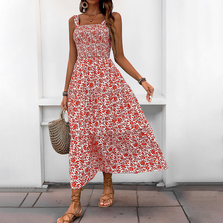 Damen Boho Maxikleid mit verstellbaren Trägern und floralem Design Drune