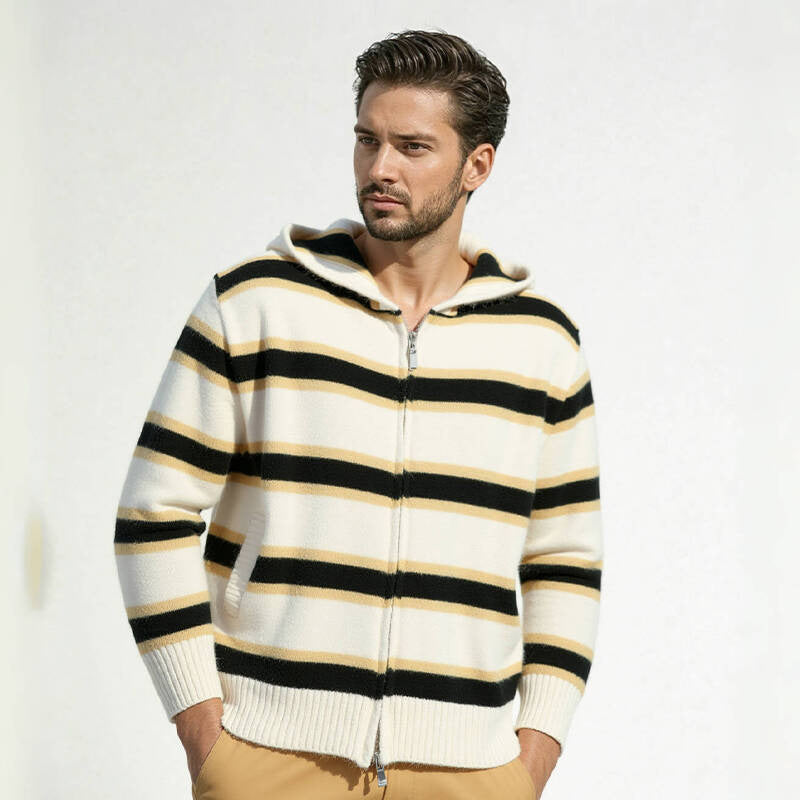 Herren gestreifte Kapuzenjacke aus weichem Material Drune