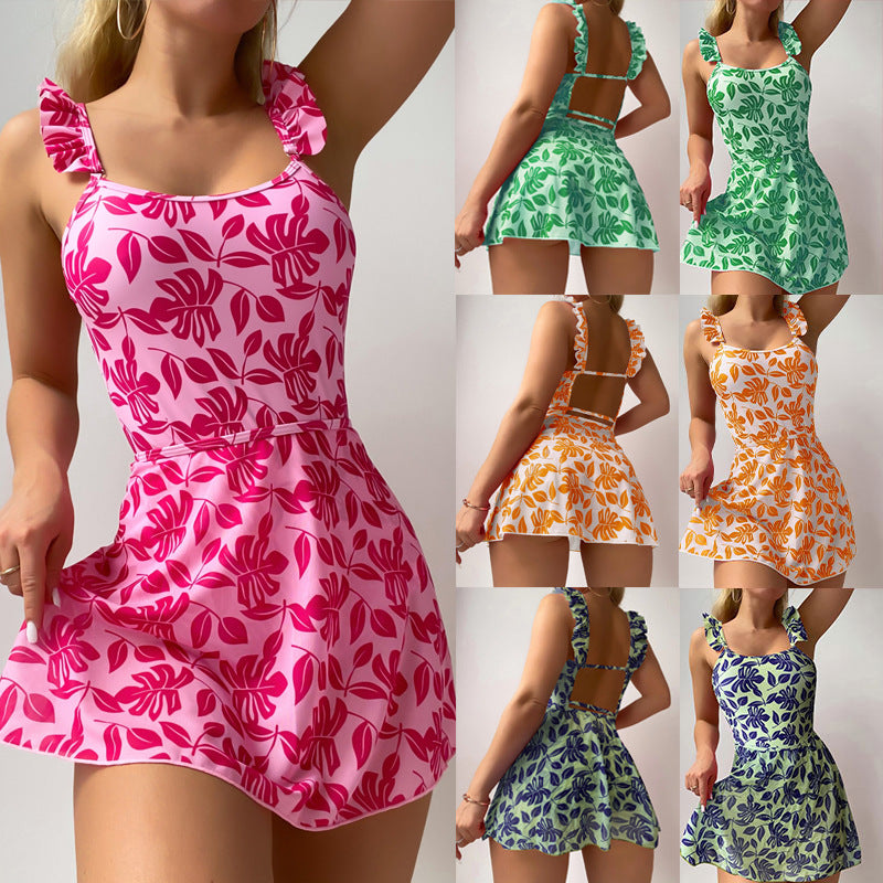 Damen Schwimmdress mit verspielten Rüschendetails Drune