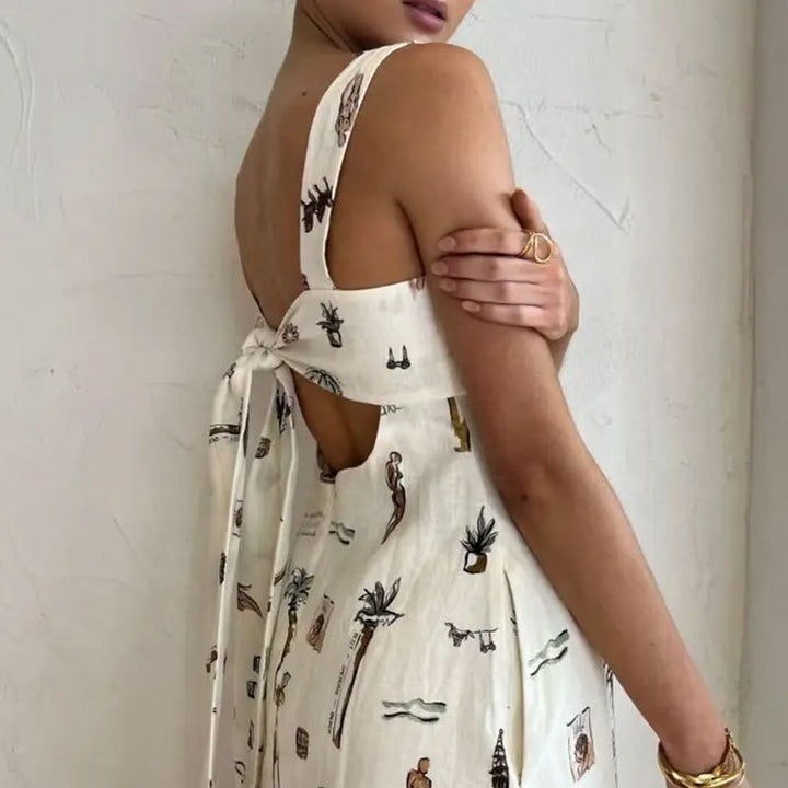 Damen Maxikleid mit kreativem Print und praktischen Taschen Drune