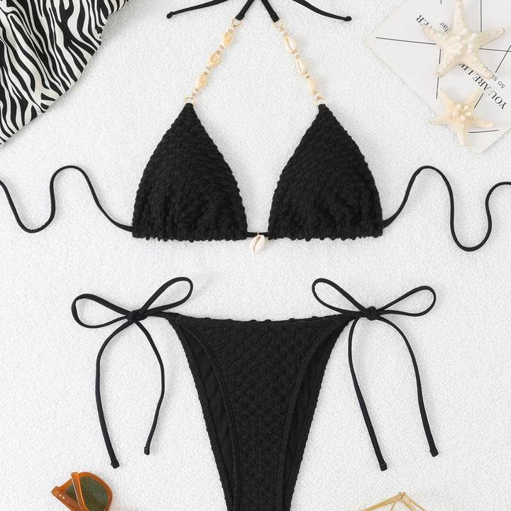Damen Triangel-Bikini mit Struktur und verstellbaren Bändern Drune
