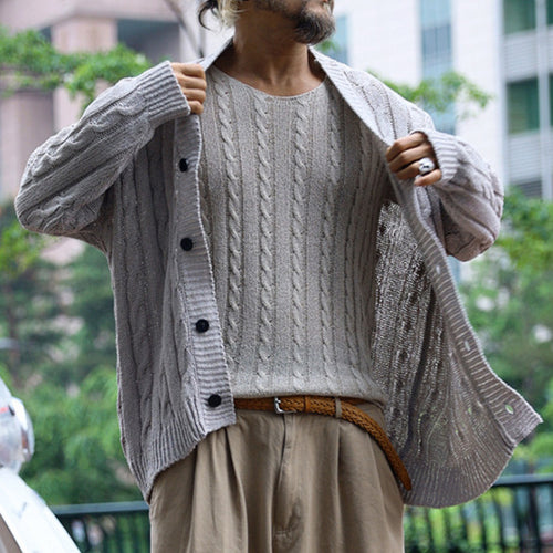 Herren Strickjacke mit Struktur und Knopfverschluss Drune
