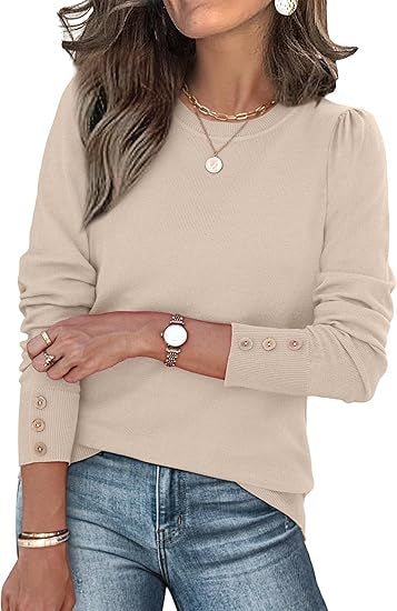 Damen lässiger Pullover mit Knopfdetails Drune