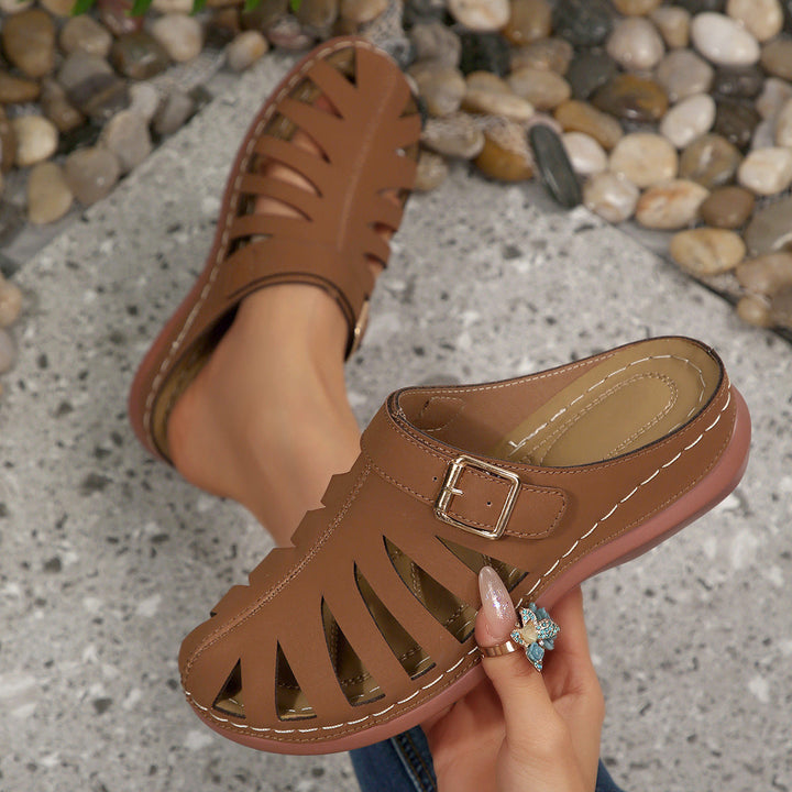 Damen offene Clogs mit modischem Schnitt und komfortabel verstellbarem Riemen Drune