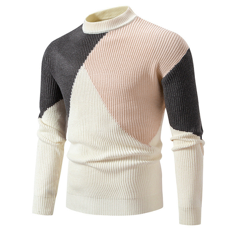 Herren modischer Rollkragenpullover mit grafischem Farbblockdesign Drune