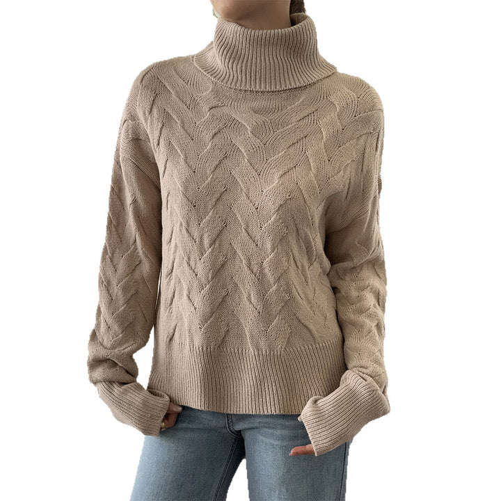 Damen nan grobstrick Rollkragenpullover mit Zopfstruktur, oversized Schnitt und längeren Ärmeln Drune