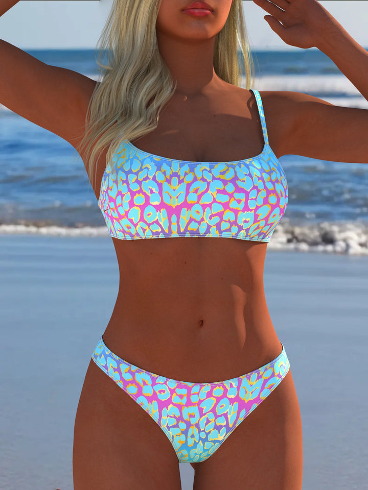 Damen Bikini-Set mit modischem Streifenmuster und verstellbaren Trägern Drune