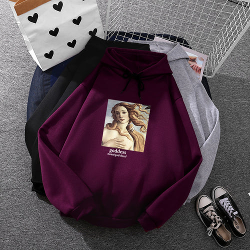 Damen Kapuzenpullover mit künstlerischem Druck Drune
