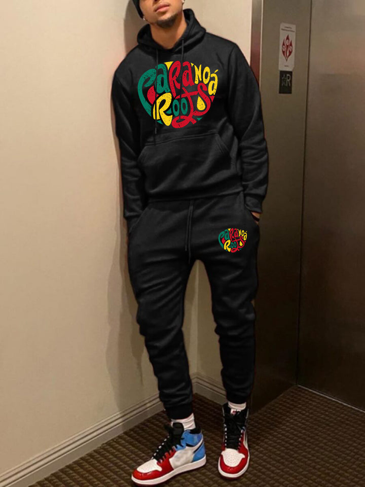 Damen lässiges Hoodie- und Jogginghose Set mit grafischem Design Drune