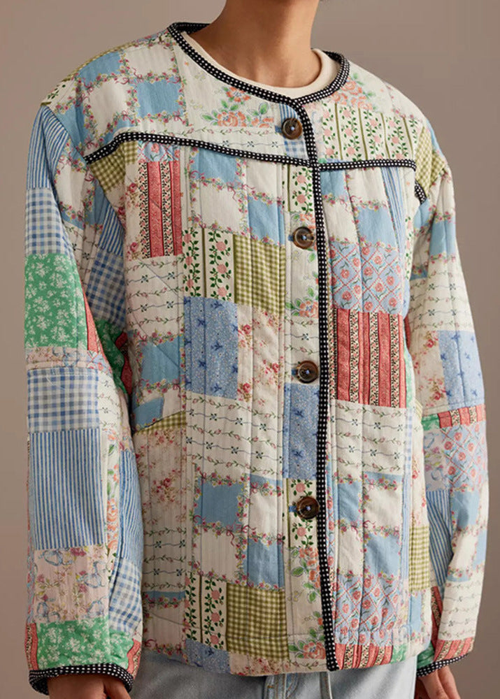 Drune | Patchwork - Baumwoll-Quilted-Jacke mit Rundhals