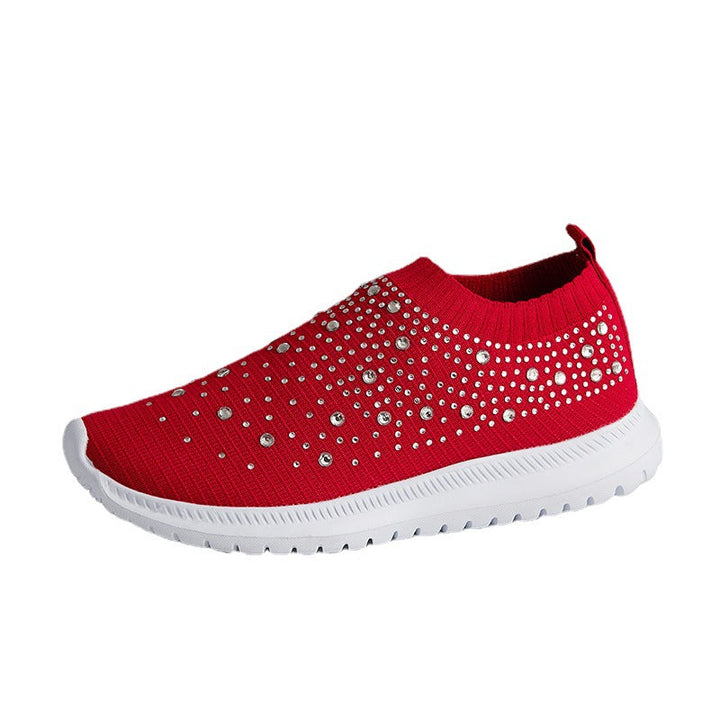 Damen Glitzernde Slip-On Sneakers mit atmungsaktivem Strickdesign und flexibler Sohle Drune