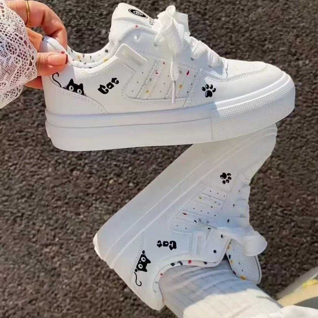 Damen Trendige Plattform Sneakers mit modischen Tiermotiven Drune